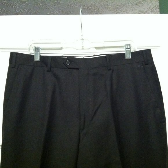 SANTORELLI MEN'S NEW CHARCOAL 100%VIRGIN WOOL FLAT FRONT DRESS PANTS SIZE: 36/33